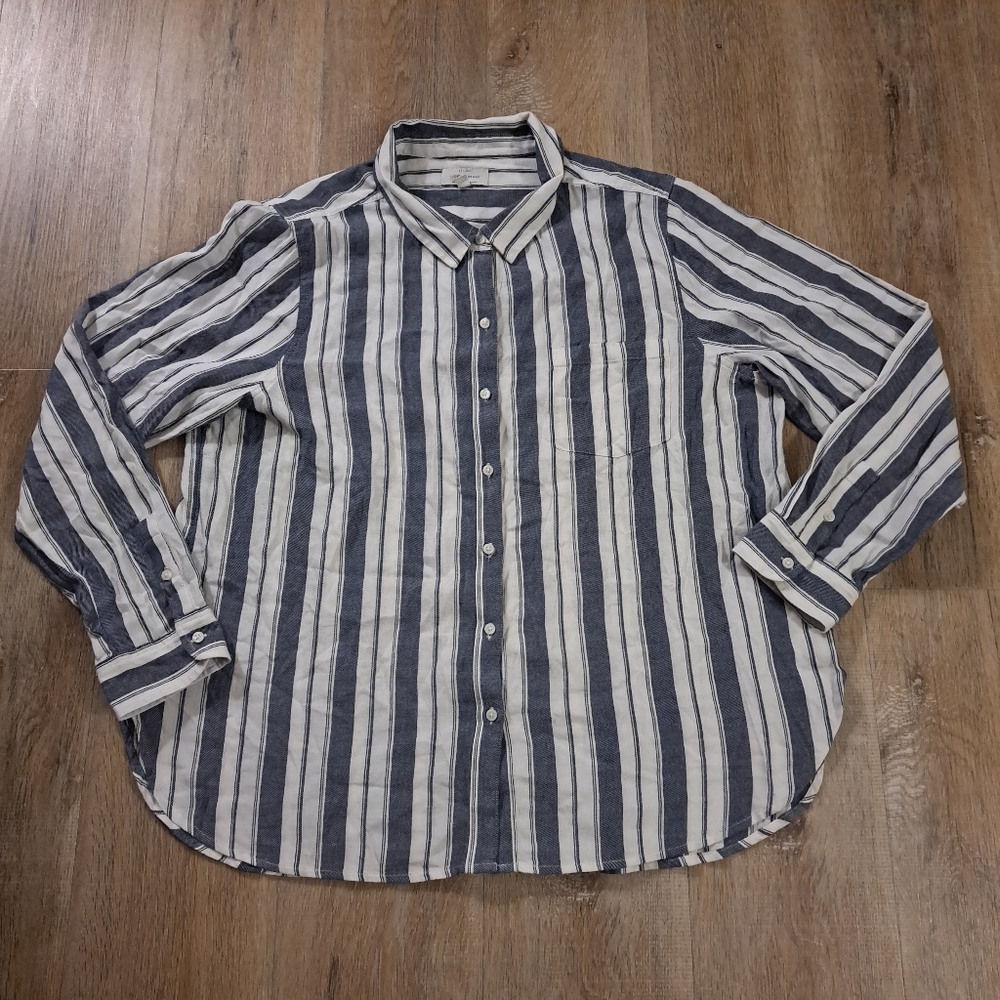 Lucky Brand Blue White Striped Button-up Shirt Men's Size XL